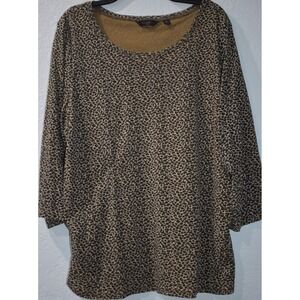 Investments 3X Lightweight Top Animal Cheetah print Pullover Side Ruching Career
